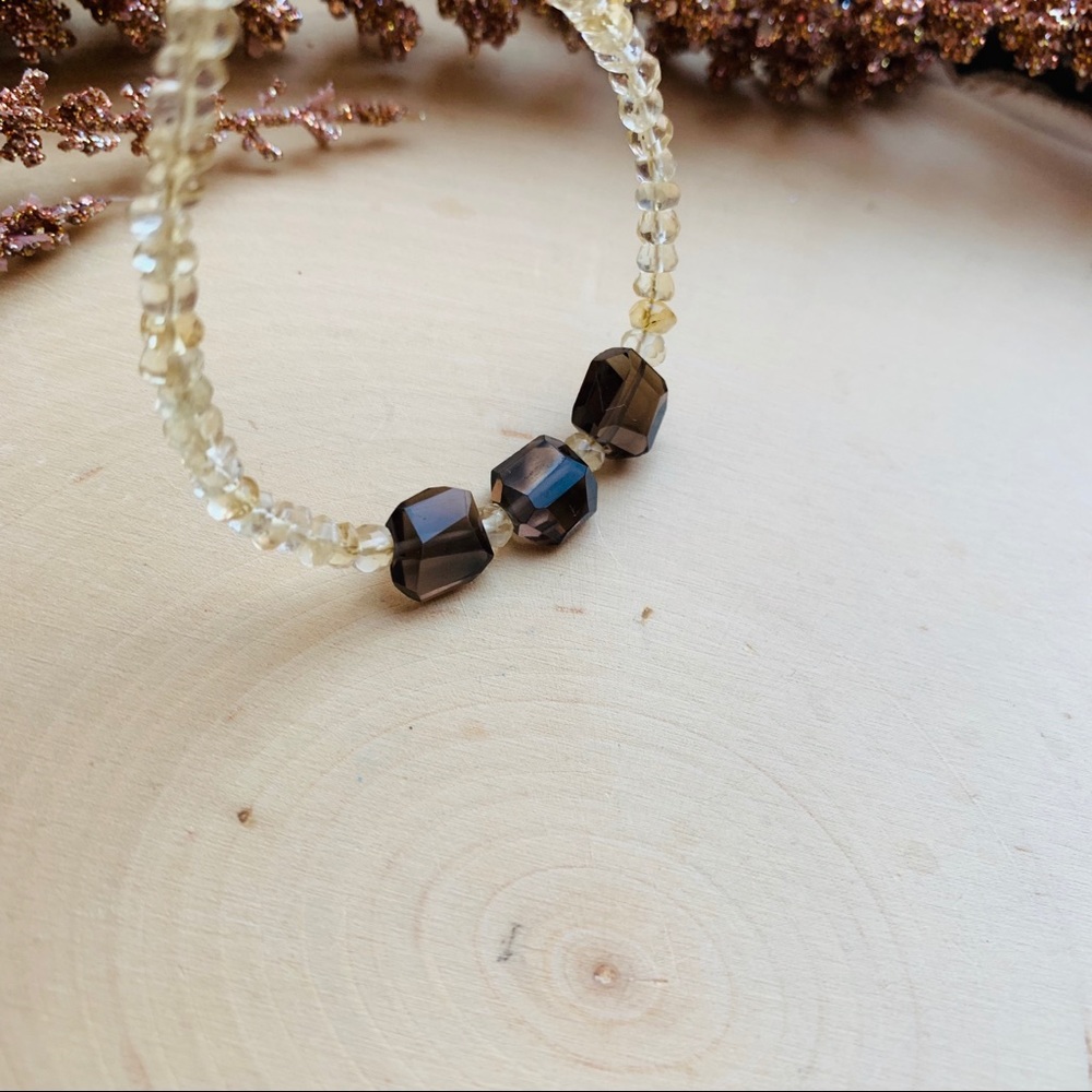 Citrine & Quartz Gemstone Crystal Beaded Bracelet - Picture 4 of 8